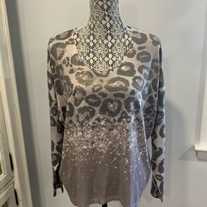 Leopard Print Metallic Top NWT